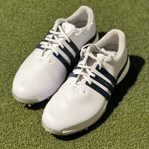 adidas Golf Tour360 24 Spiked Waterproof Golf Shoes White/Collegiate Navy 9.5 M
